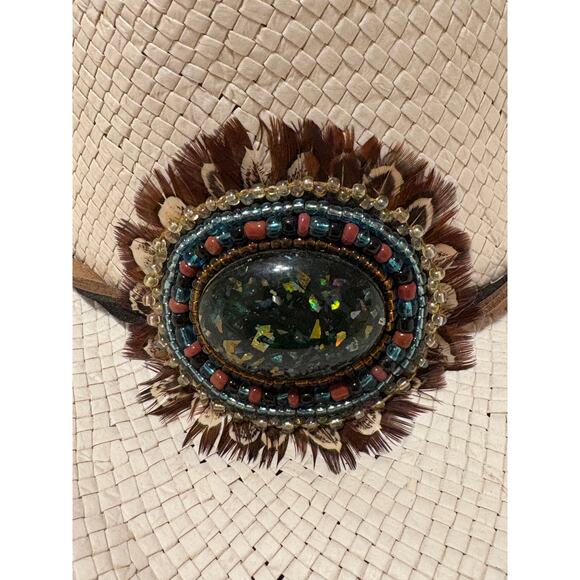 Connor Handmade Hats Women’s Western Cowboy Natural Fiber Beads and Feathers - Picture 6 of 8